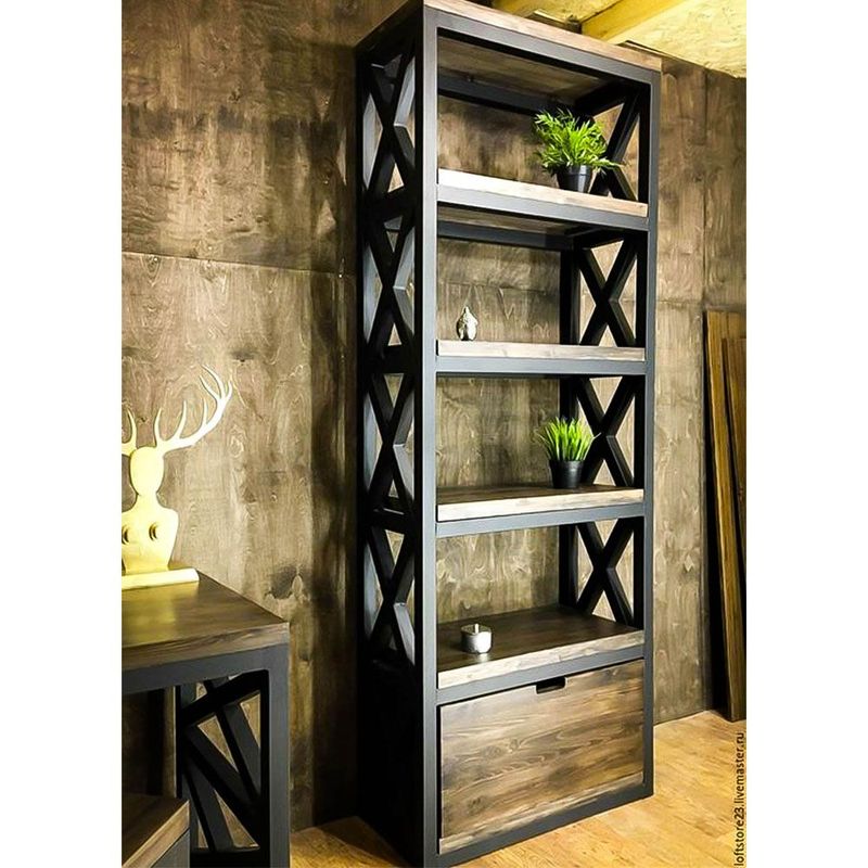 22 GRADOS DECORACION - Estanteria Biblioteca Curt Roble y Metal 120x190cm