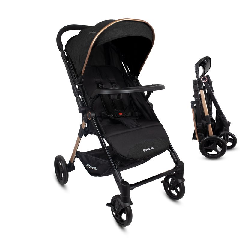 BEBESIT - Coche Reversible para Bebé City Negro  Plegado 1 segundo