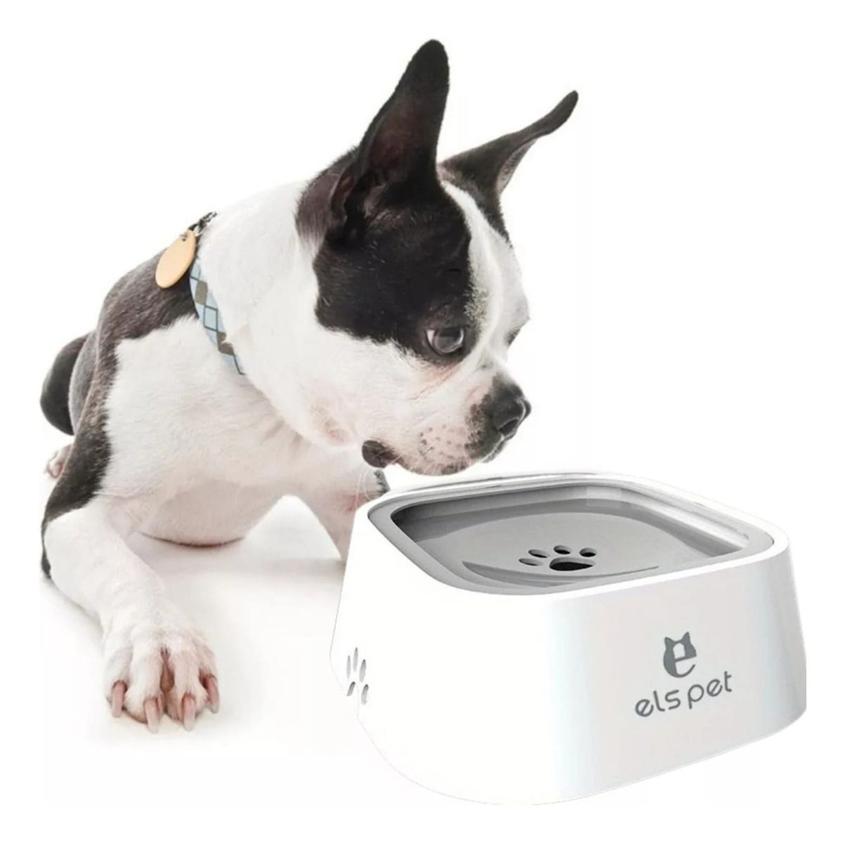 XALTA - Plato Bebedero Antisalpicaduras Para Perros Gatos -Gris