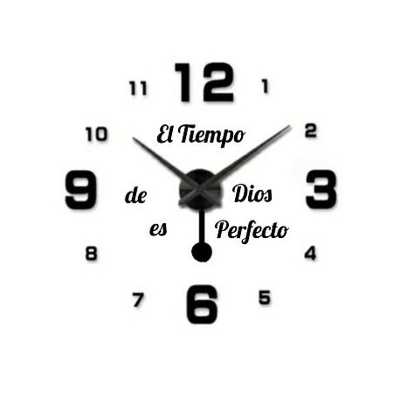 GENERICO - RELOJ DE PARED 3D TAMAÑO 100X100CM CON PENDULO  + FRASE EN VINILO