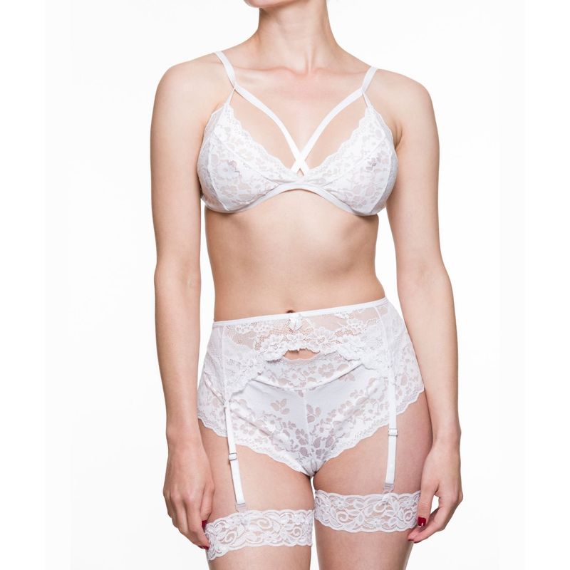 SCHERZO LINGERIE - Conjunto Lenceria SCHERZO Adagio 5 Sensual Con Liguero Blanco