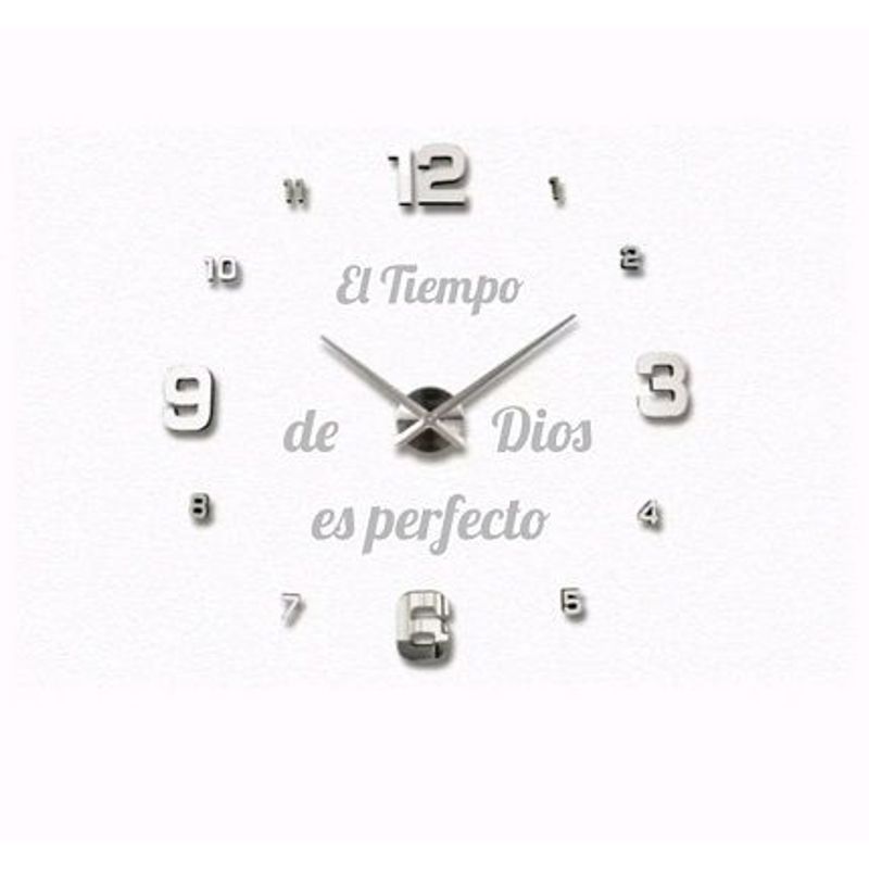 GENERICO - RELOJ DE PARED 3D TAMAÑO MINI 50X50CM + FRASE EN VINILO