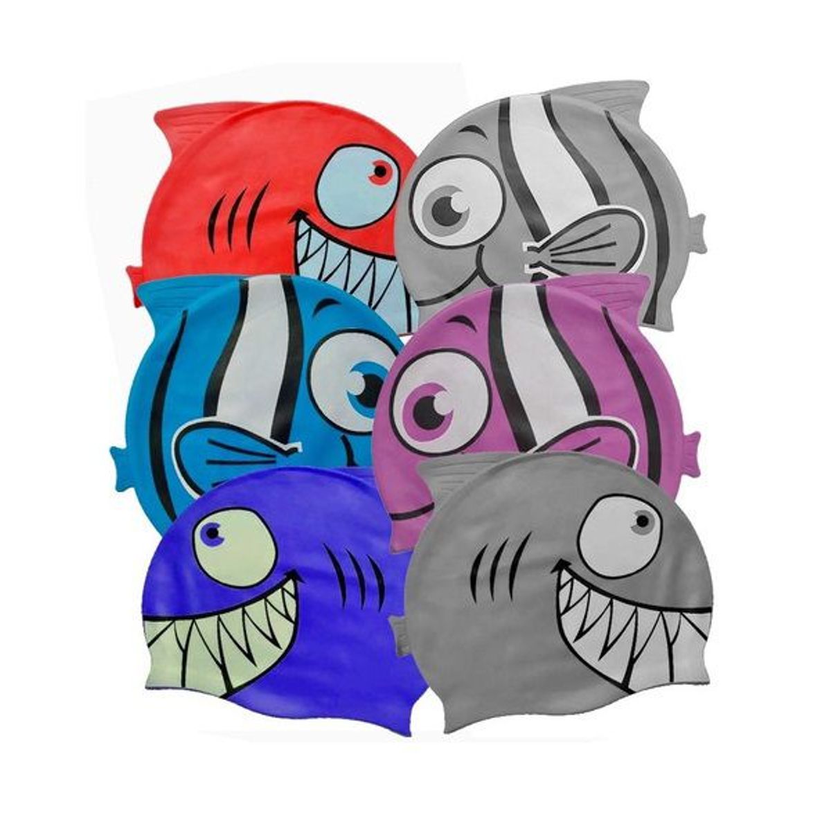 GENERICO - Gorros Natación Niños Pez 100% Silicona Colores Piscina