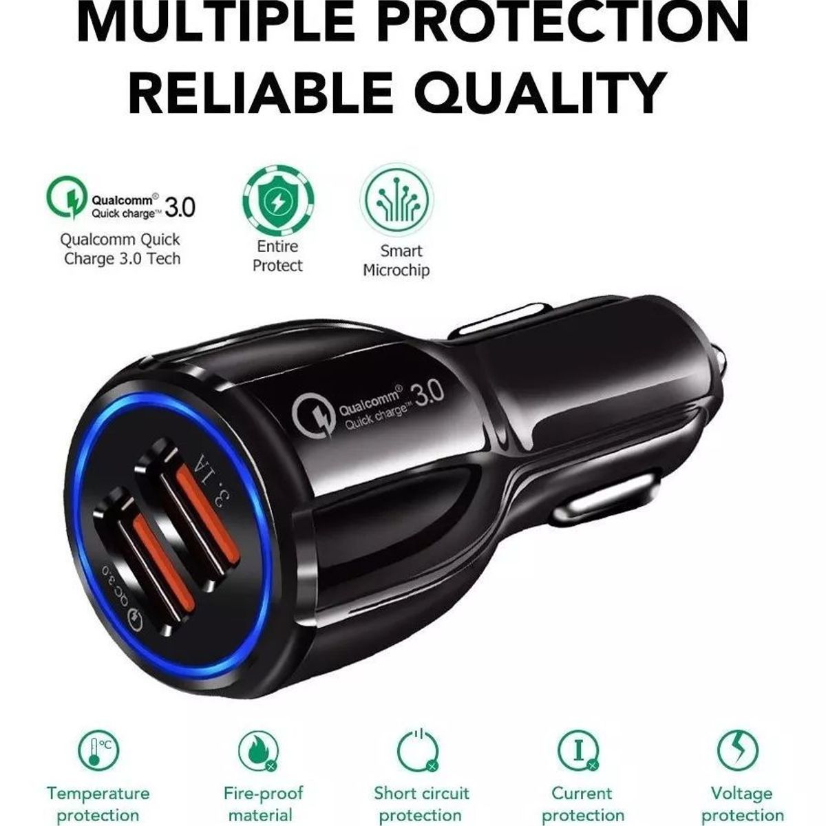 GENERICO - Cargador Carro Carga Rápida Doble Usb - Quick Charge 5v 3.0