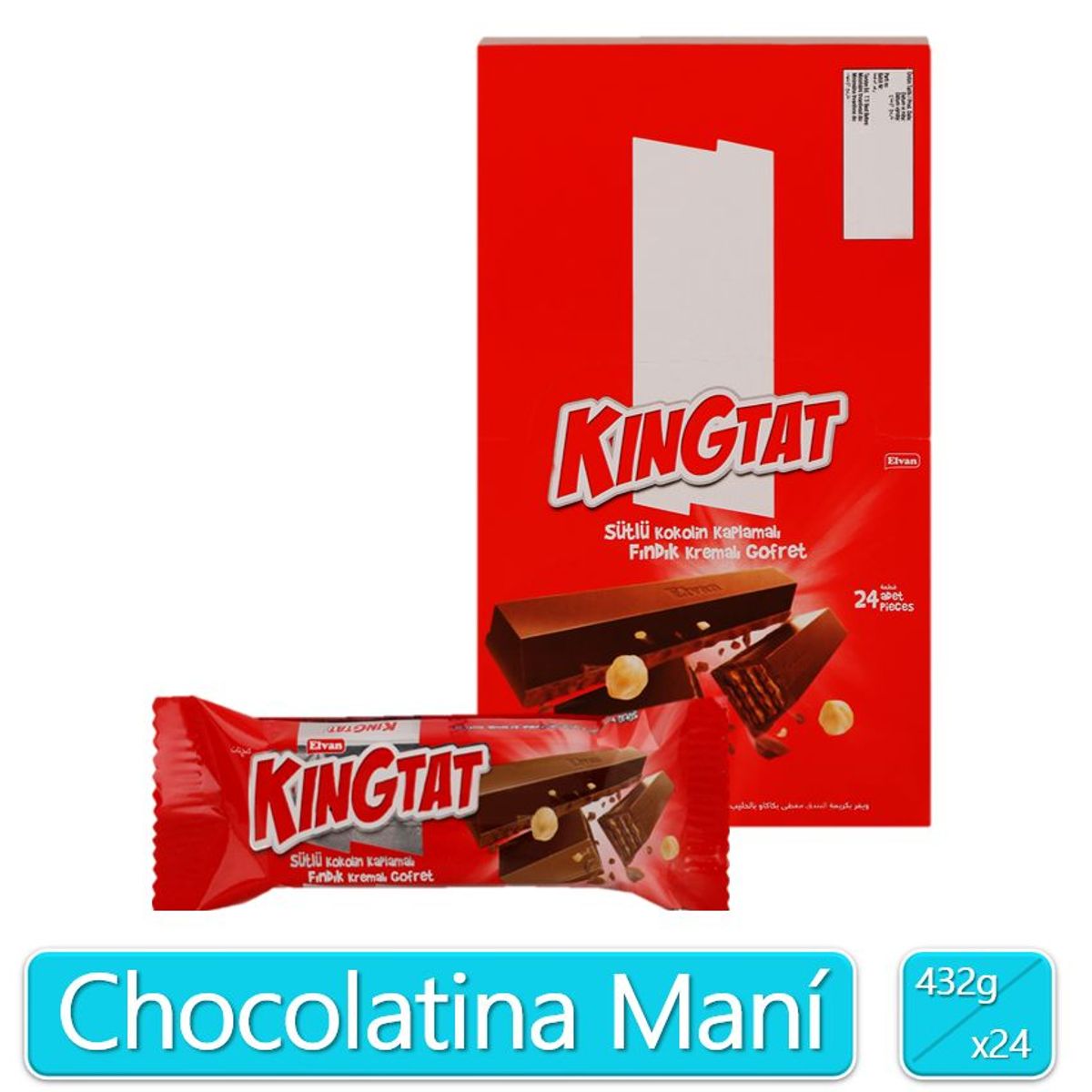 GENERICO - Chocolatina Con Centro De Galleta Tipo Wafer Kingtat X24 Uds