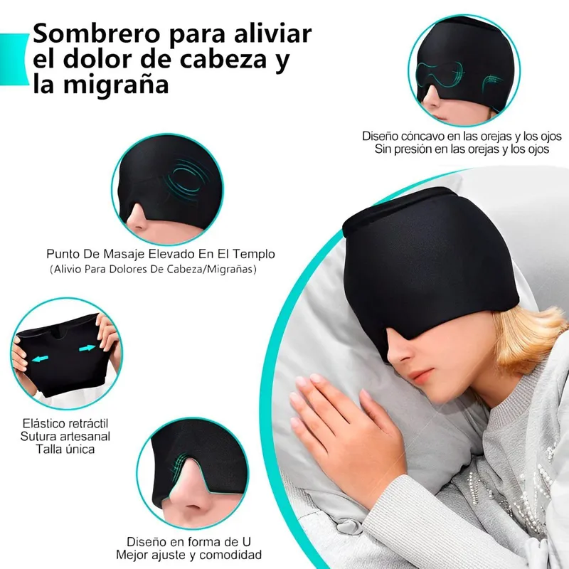 Gorro Gel Alivio Migraña Dolor Cabeza Compresa Frio Caliente 360