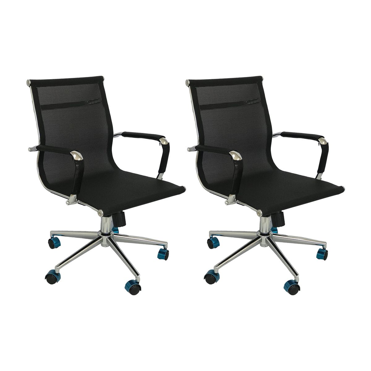 BOXBIT - Kit x2 Sillas Tela Oficina Baja Negra