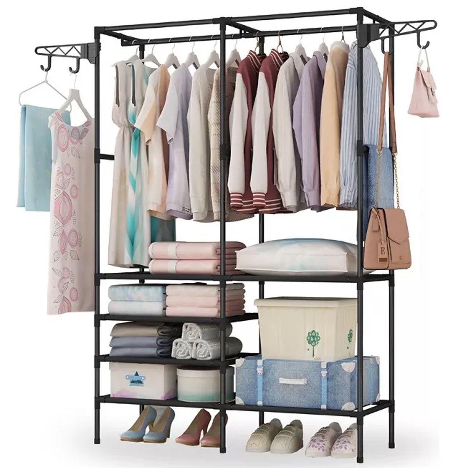 Perchero De Piso Para Ropa Organizador Perchero De Doble Fila