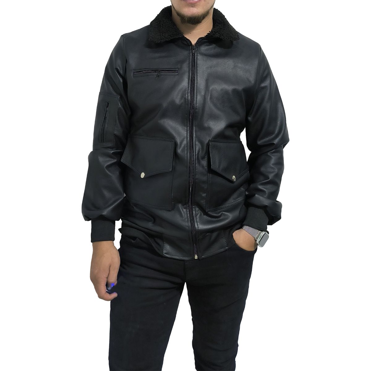 SACATE - Chaqueta para hombre en cuero tex - Piloto