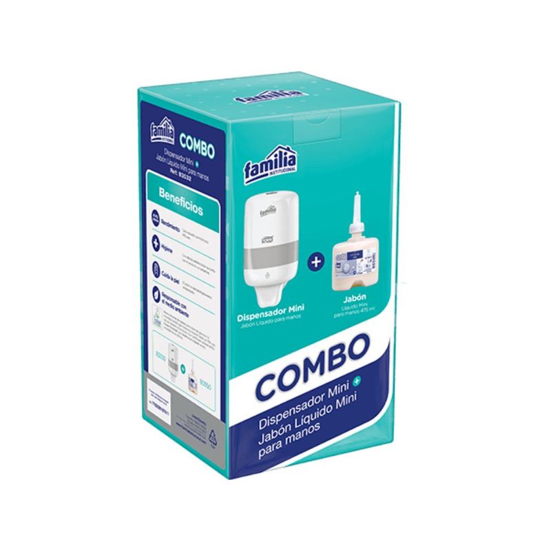 FAMILIA INSTITUCIONAL - Combo Jabón Líquido Mini 475 Ml (Dispensador + Producto)