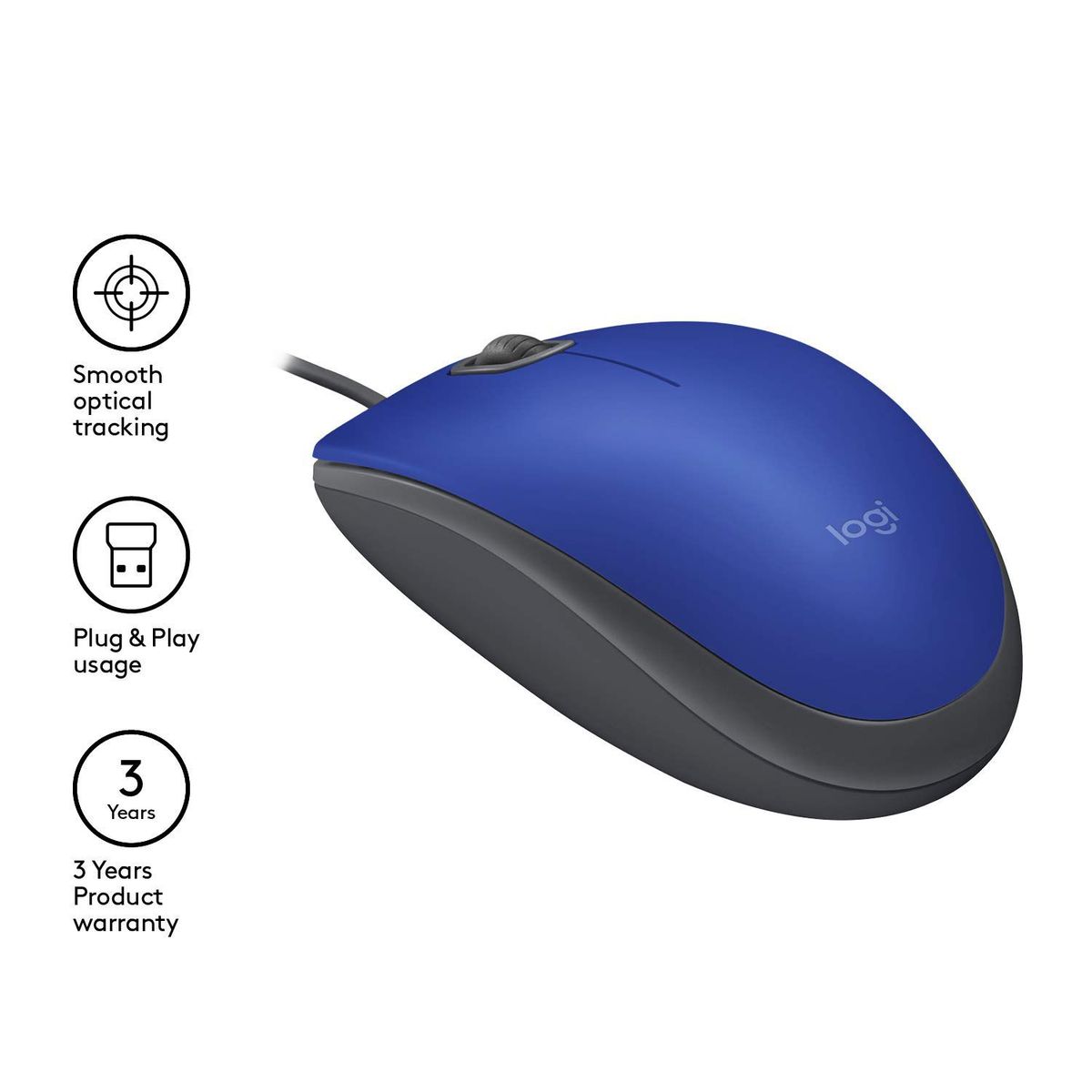 LOGITECH - Logitech M110 Silent Mouse Usb  Clics 90% Más Silenciosos Azul