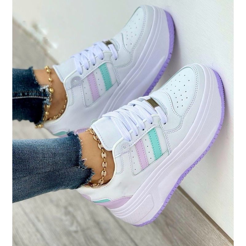 GENERICO - Tenis Lila Morado Dama Zapatillas Zapatos Mujer Lindos Moda Casual_.