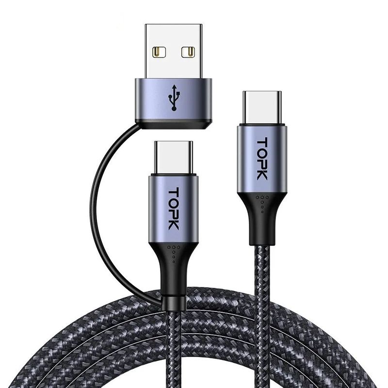 GENERICO - Cable de carga Topk 60w PD cable 2 en 1 USB-C carga rapida