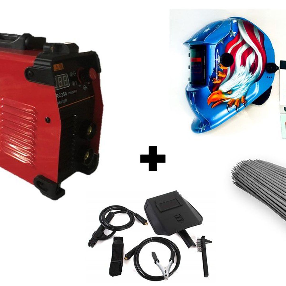 GENERICO - Soldador 250 A 110/220v Dftools + Careta Soldar Inteligente + Soldadura