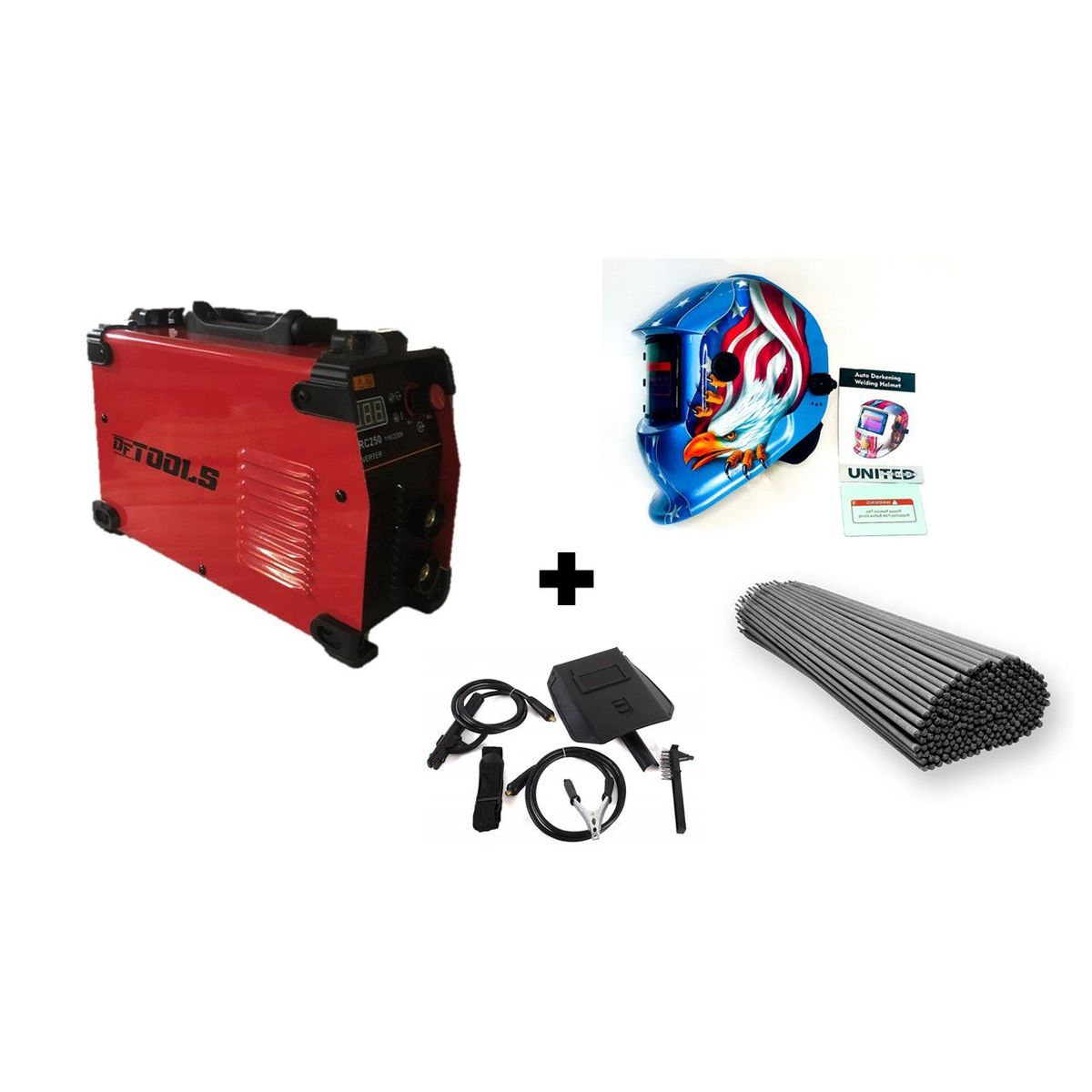 GENERICO - Soldador 250 A 110/220v Dftools + Careta Soldar Inteligente + Soldadura