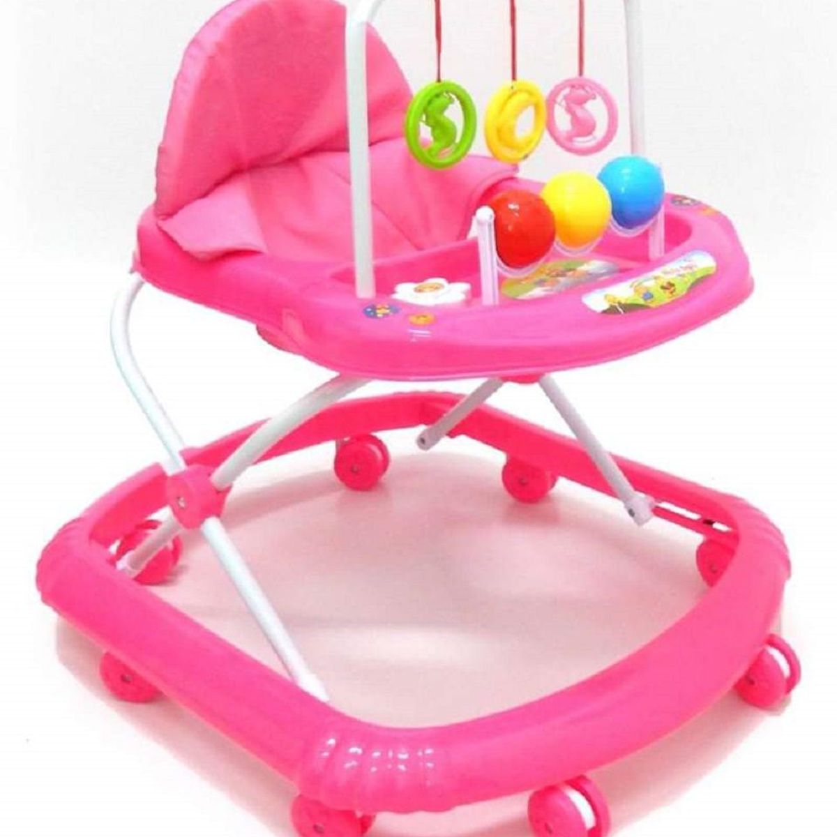 BEBESSWEET - Caminador Bebe Sonajero Andadera Rosado Llanta Silicona Niña