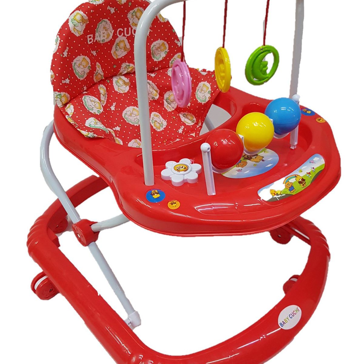 BEBESSWEET - Caminador Bebe Sonajero Andadera Rojo Llanta Silicona