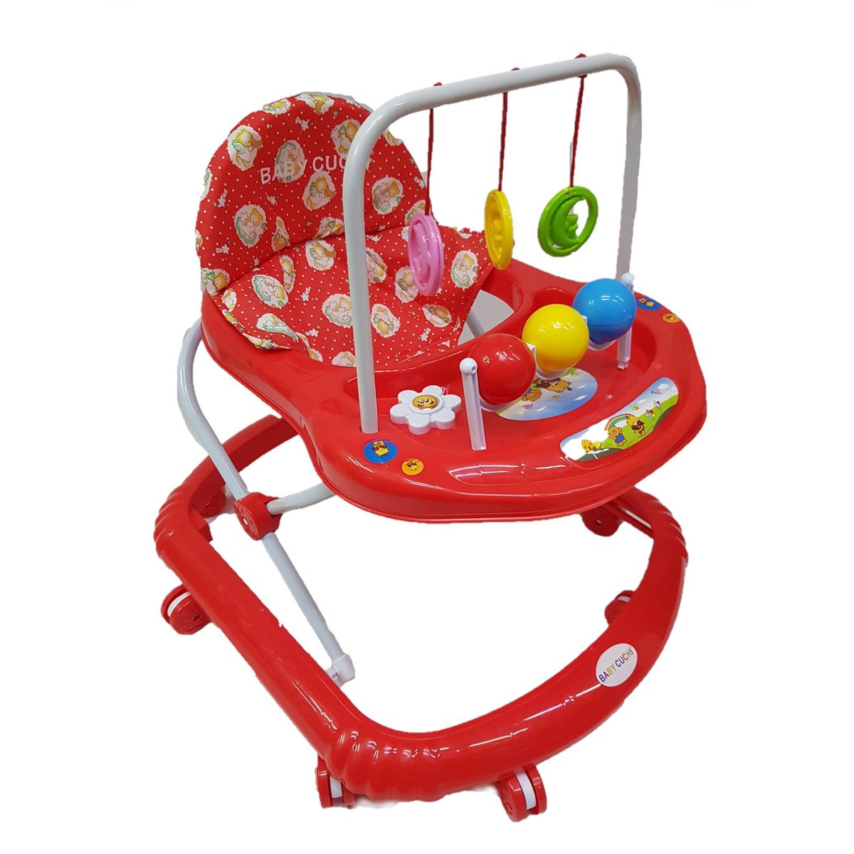 BEBESSWEET - Caminador Bebe Sonajero Andadera Rojo Llanta Silicona
