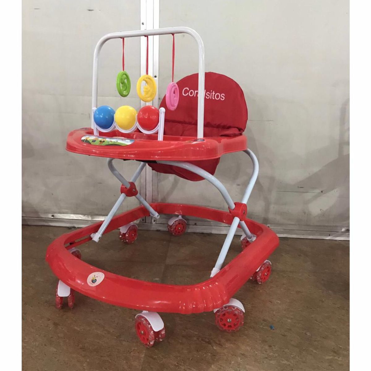 BEBESSWEET - Caminador Bebe Sonajero Andadera Rojo Llanta Silicona