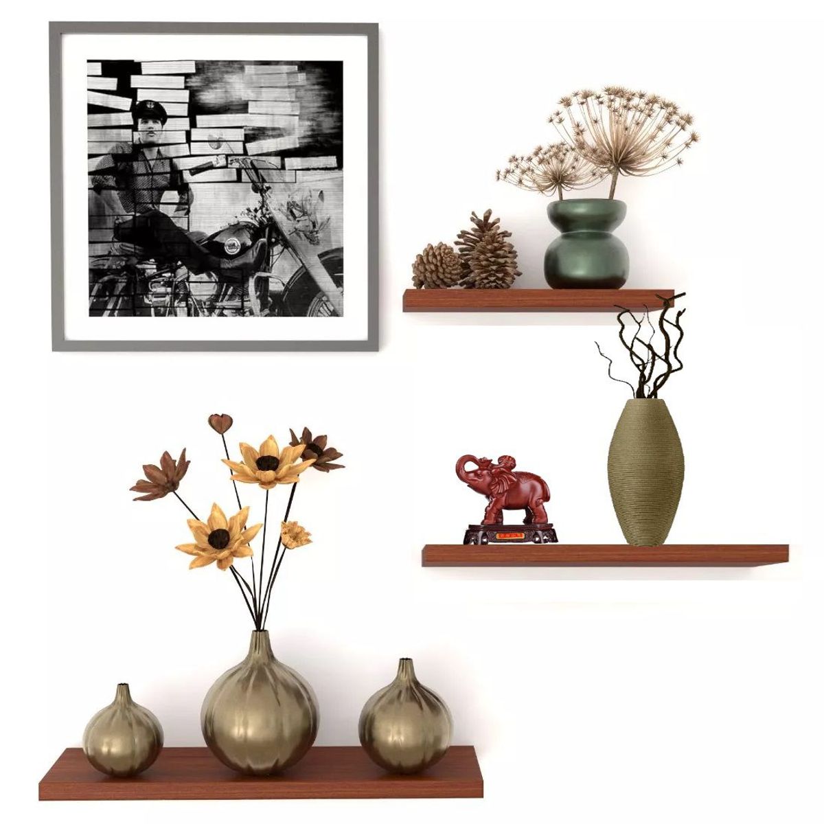 HOMETLY - combo 3 repisas flotantes madera moderna para decoracion repisa cedro