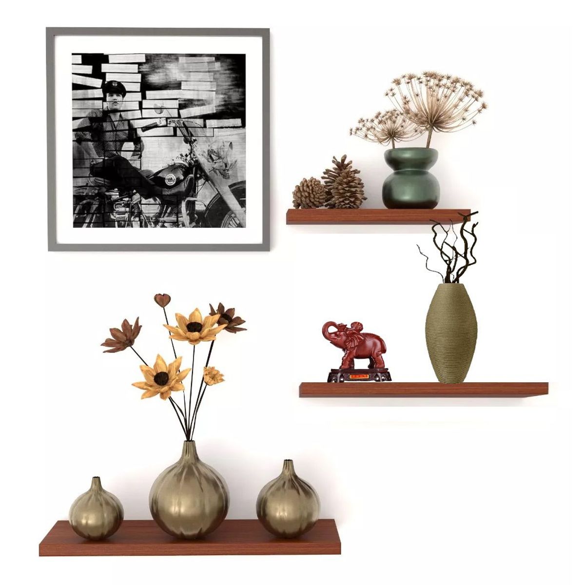 HOMETLY - combo 3 repisas flotantes madera moderna para decoracion repisa cedro