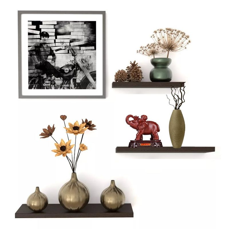 HOMETLY - 3 repisas flotantes madera moderna para decoracion repisa wengue
