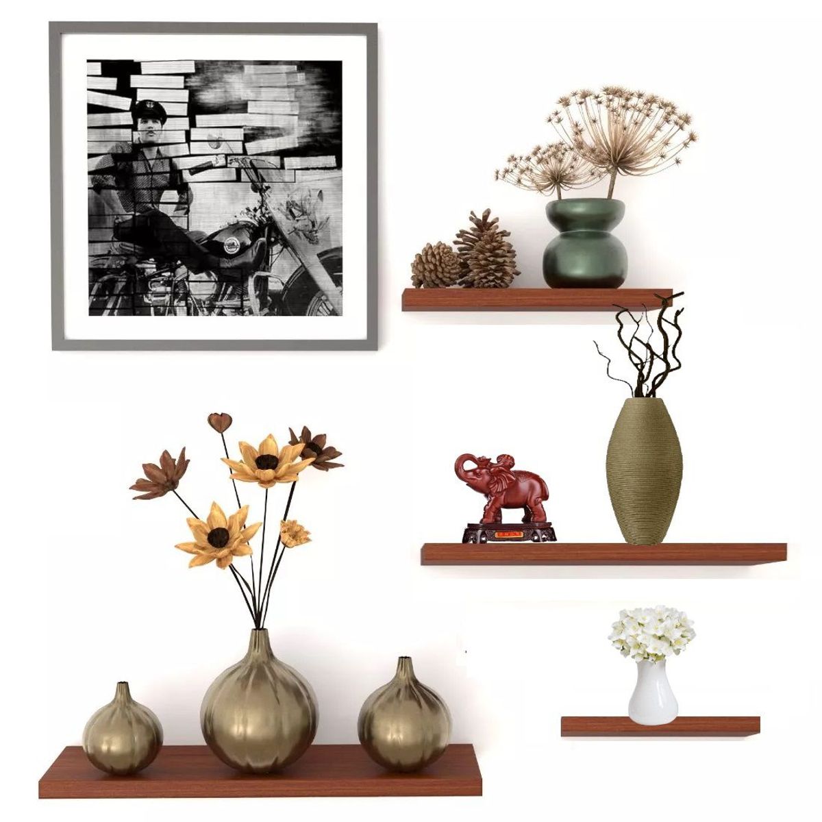 HOMETLY - combo 4 repisas flotantes madera moderna para decoracion repisa cedro