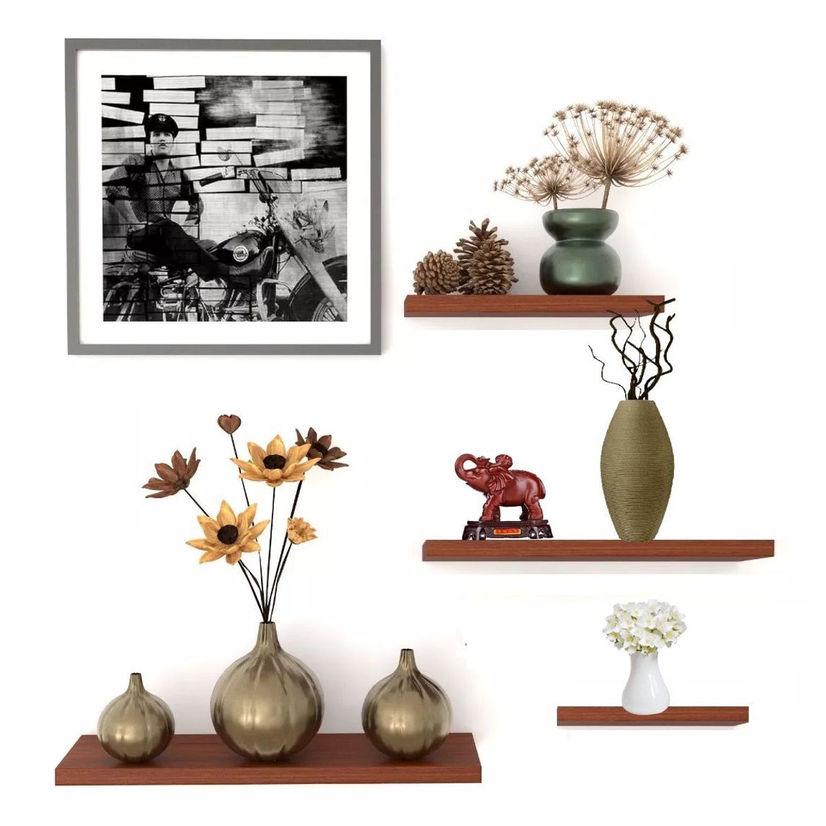 HOMETLY - combo 4 repisas flotantes madera moderna para decoracion repisa cedro
