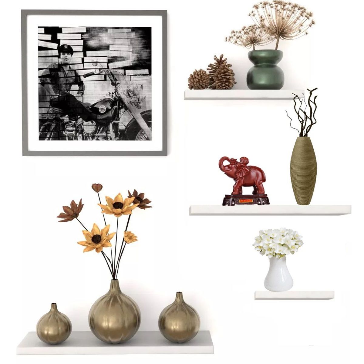 HOMETLY - 4 repisas flotantes madera moderna para decoracion repisa blanco