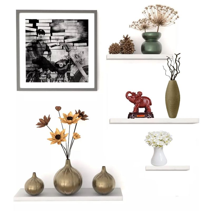 HOMETLY - 4 repisas flotantes madera moderna para decoracion repisa blanco