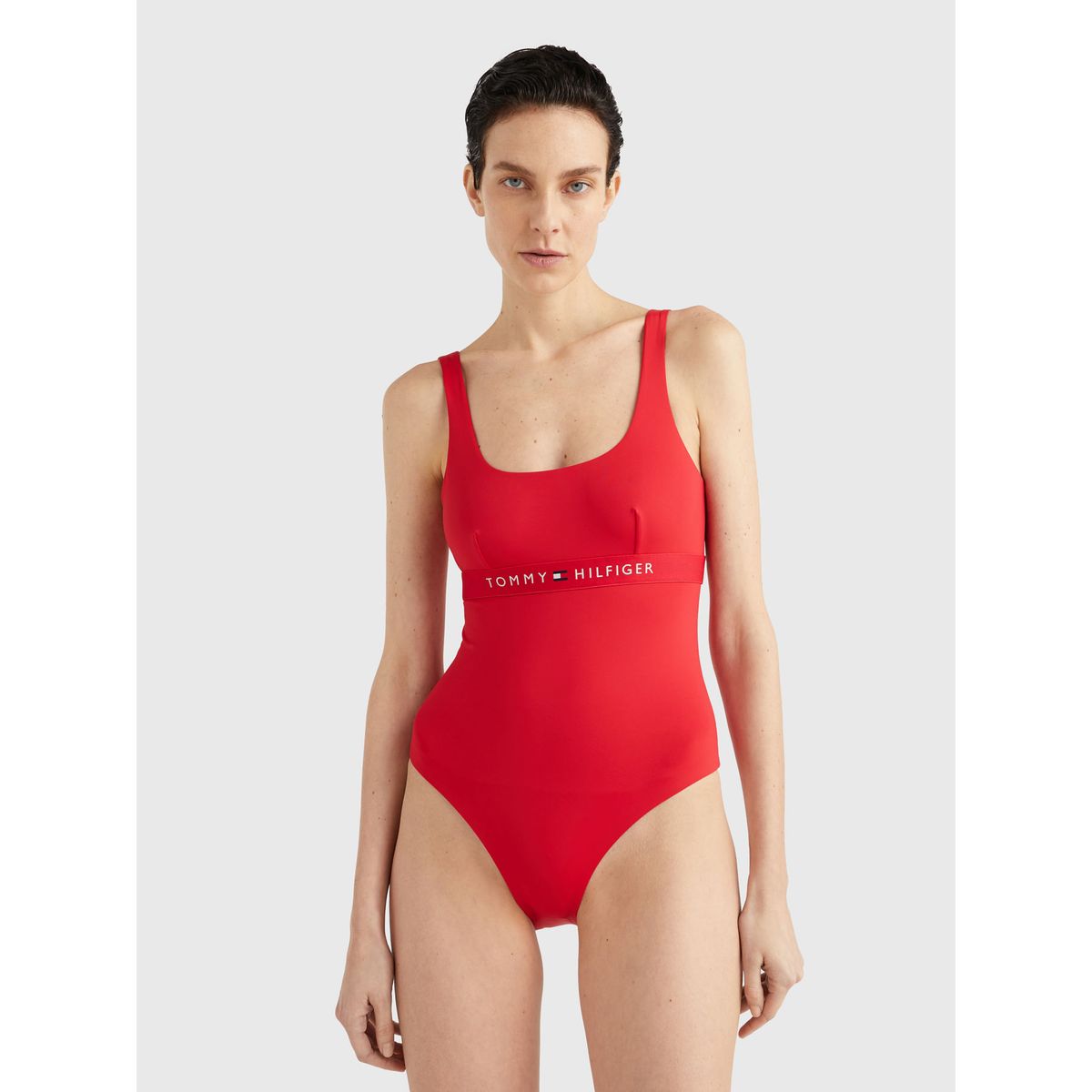 TOMMY HILFIGER - Traje De Baño Rojo Con Franja de Tommy Para Mujer Tommy Hilfiger
