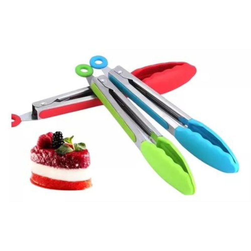 GENERICO - Pinza Silicona Acero Inoxidable Ensalada Carne Barbacoa 34cm
