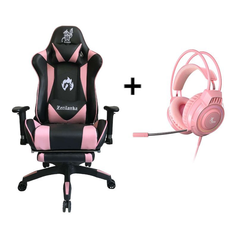 GENERICO - SILLA GAMER + AUDIFONOS COLO ROSA KIT GAMER