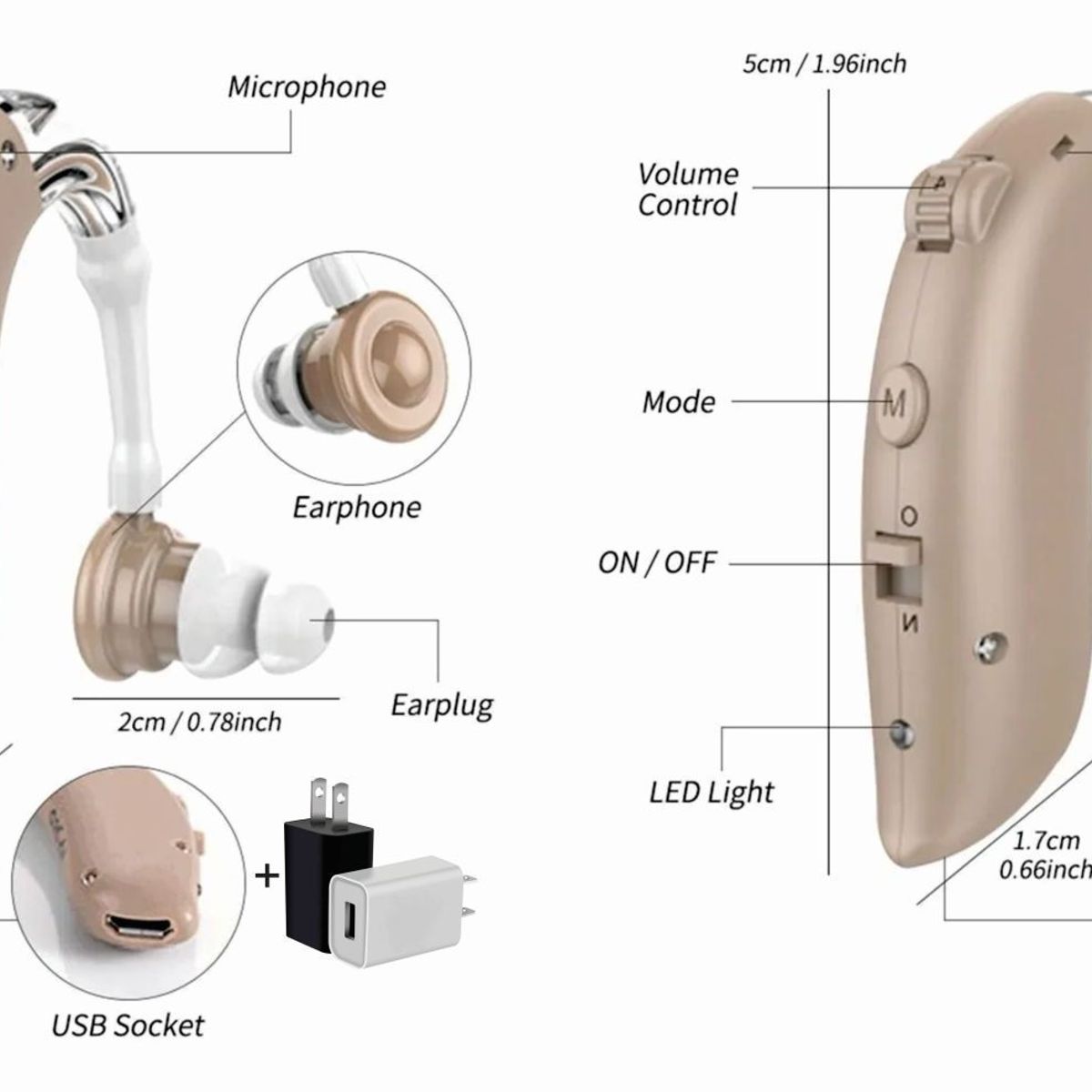 GENERICO - X2 Audifonos Recargables Sordos Sordera Amplificador Sonido
