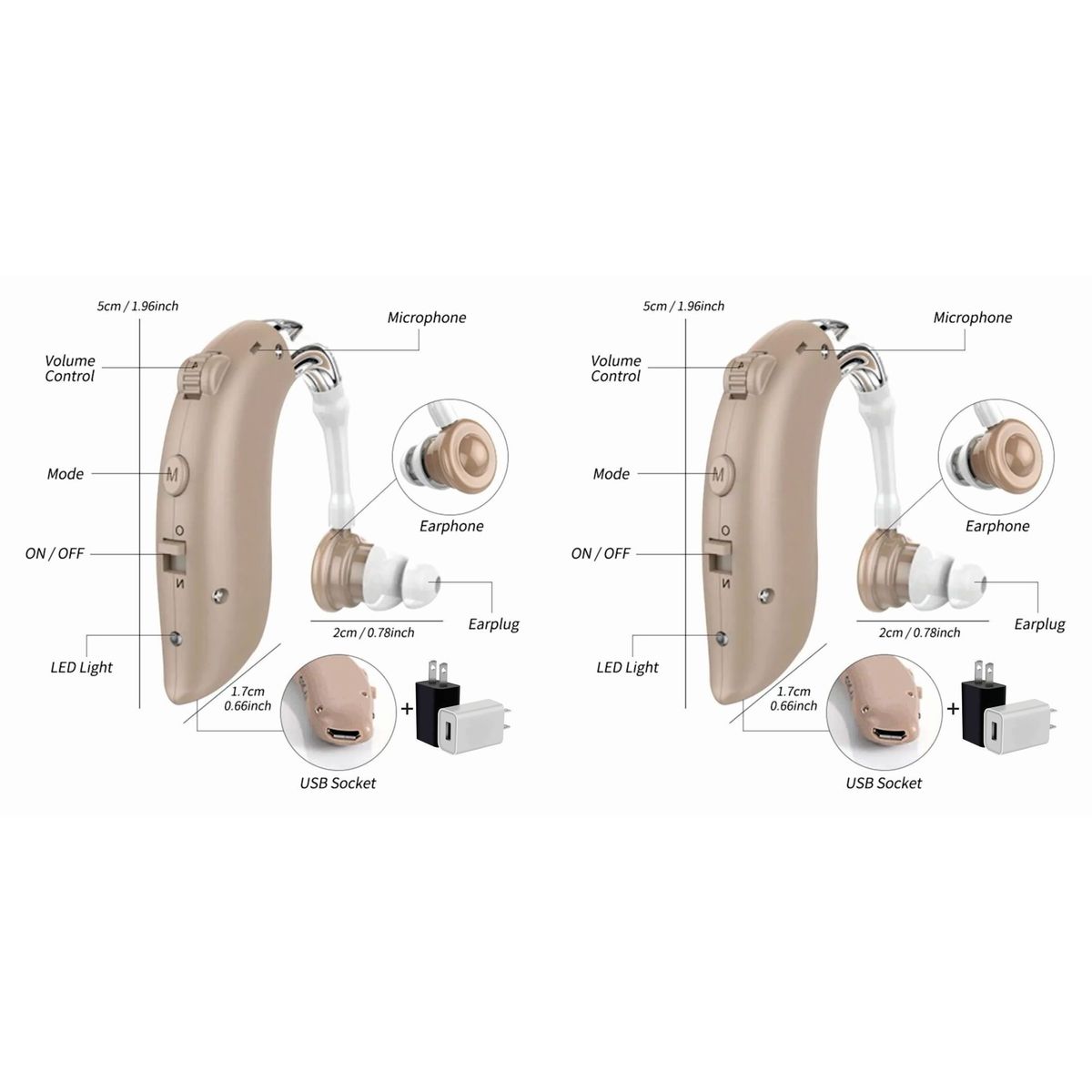 GENERICO - X2 Audifonos Recargables Sordos Sordera Amplificador Sonido