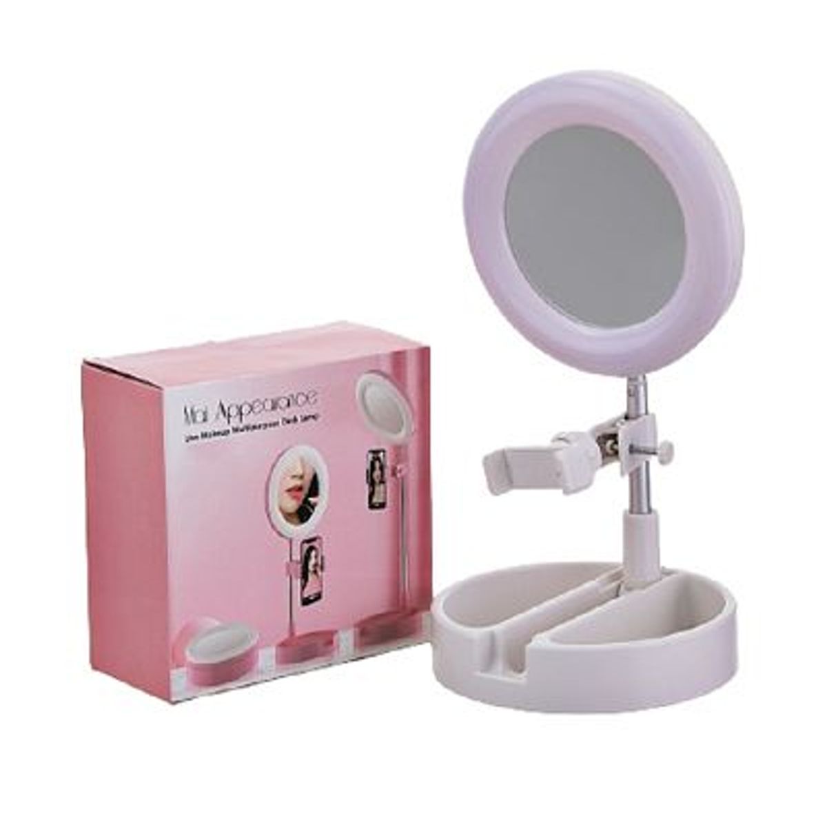 GENERICO - ARO DE LUZ TAMAÑO 16CM CON ESPEJO Y SOPORTE DE CELULAR
