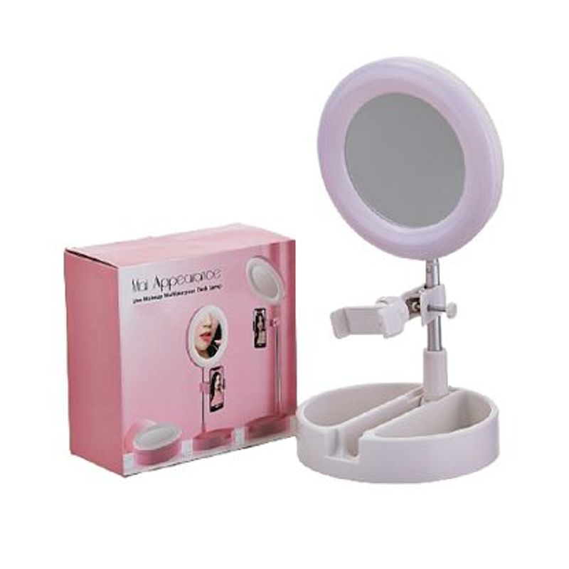 GENERICO - ARO DE LUZ TAMAÑO 16CM CON ESPEJO Y SOPORTE DE CELULAR