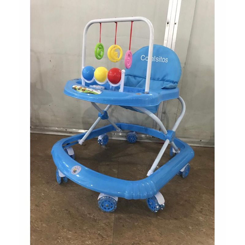 BEBESSWEET - Caminador Bebe Sonajero Andadera Azul Llanta Silicona