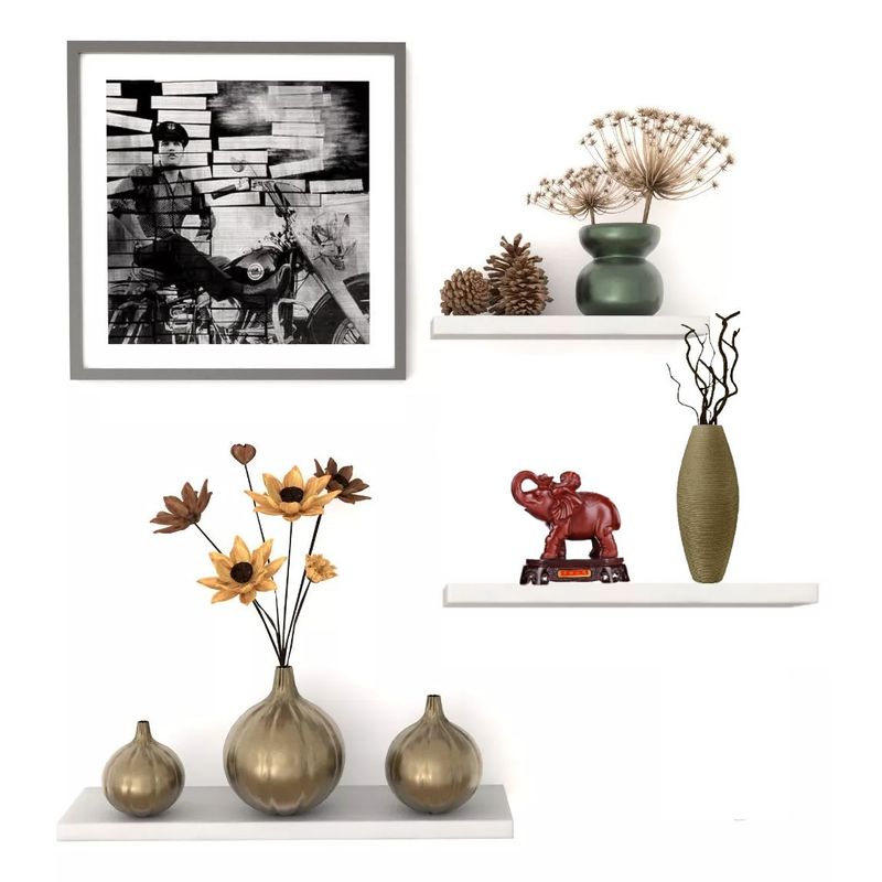 HOMETLY - 3 repisas flotantes madera moderna para decoracion repisa blanco