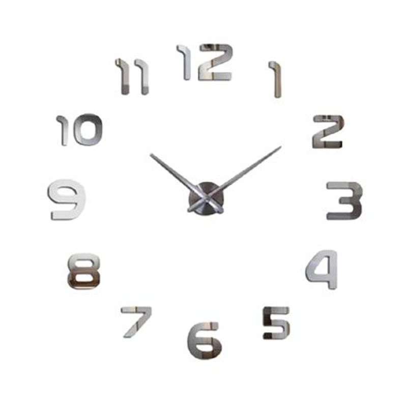 GENERICO - RELOJ DE PARED 3D TAMAÑ GRANDE 100X100CM COLOR PLATEADO