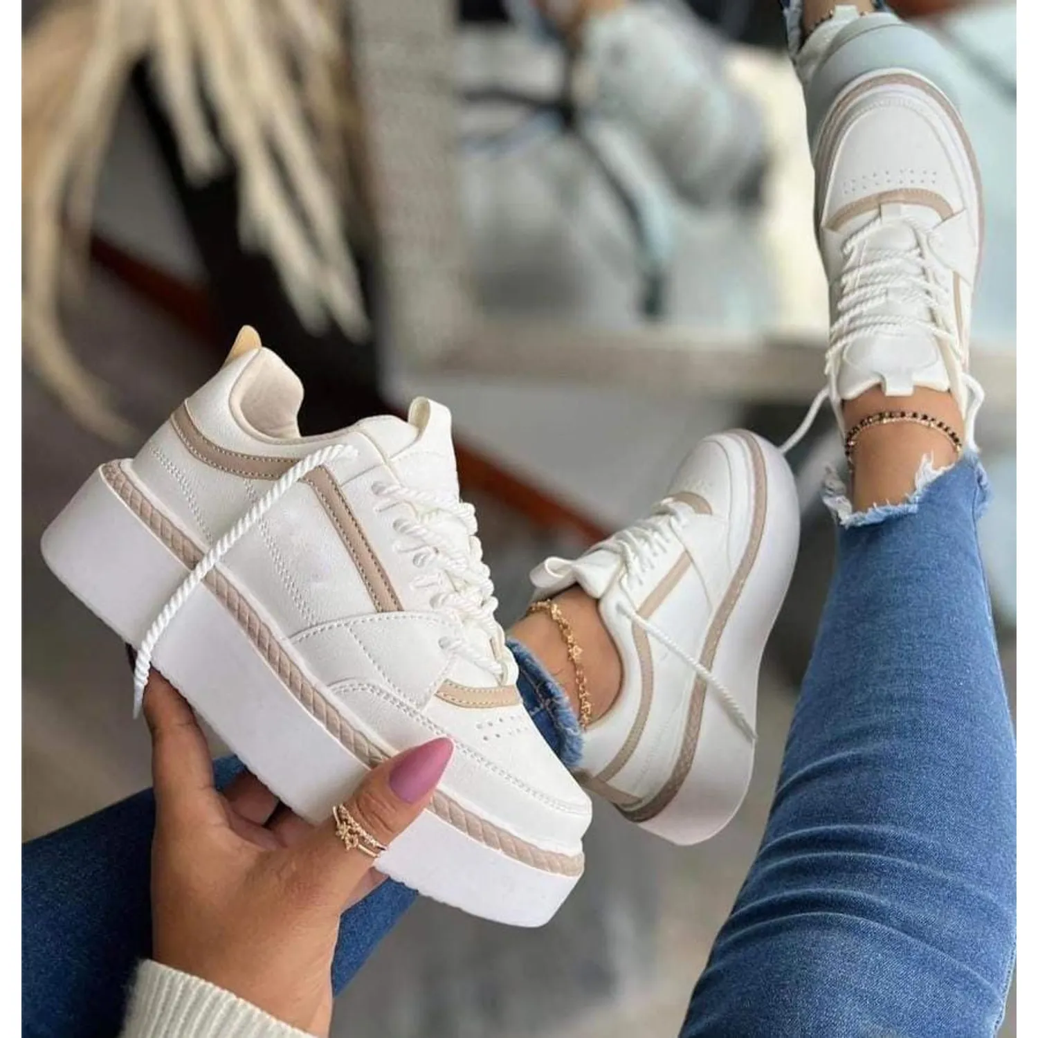 Tenis Beige Falabella Zapatos Tenis Mujer Tenis Blancos Falabella