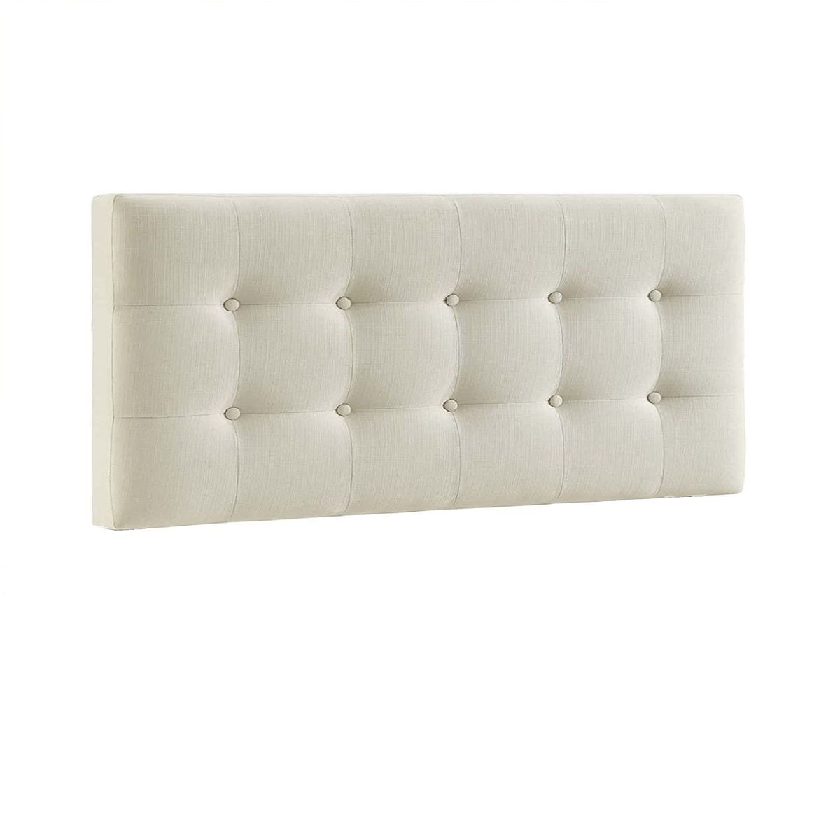 BANZAY - Cabecero Cama Sencilla Cuadros Ecocuero - Marfil
