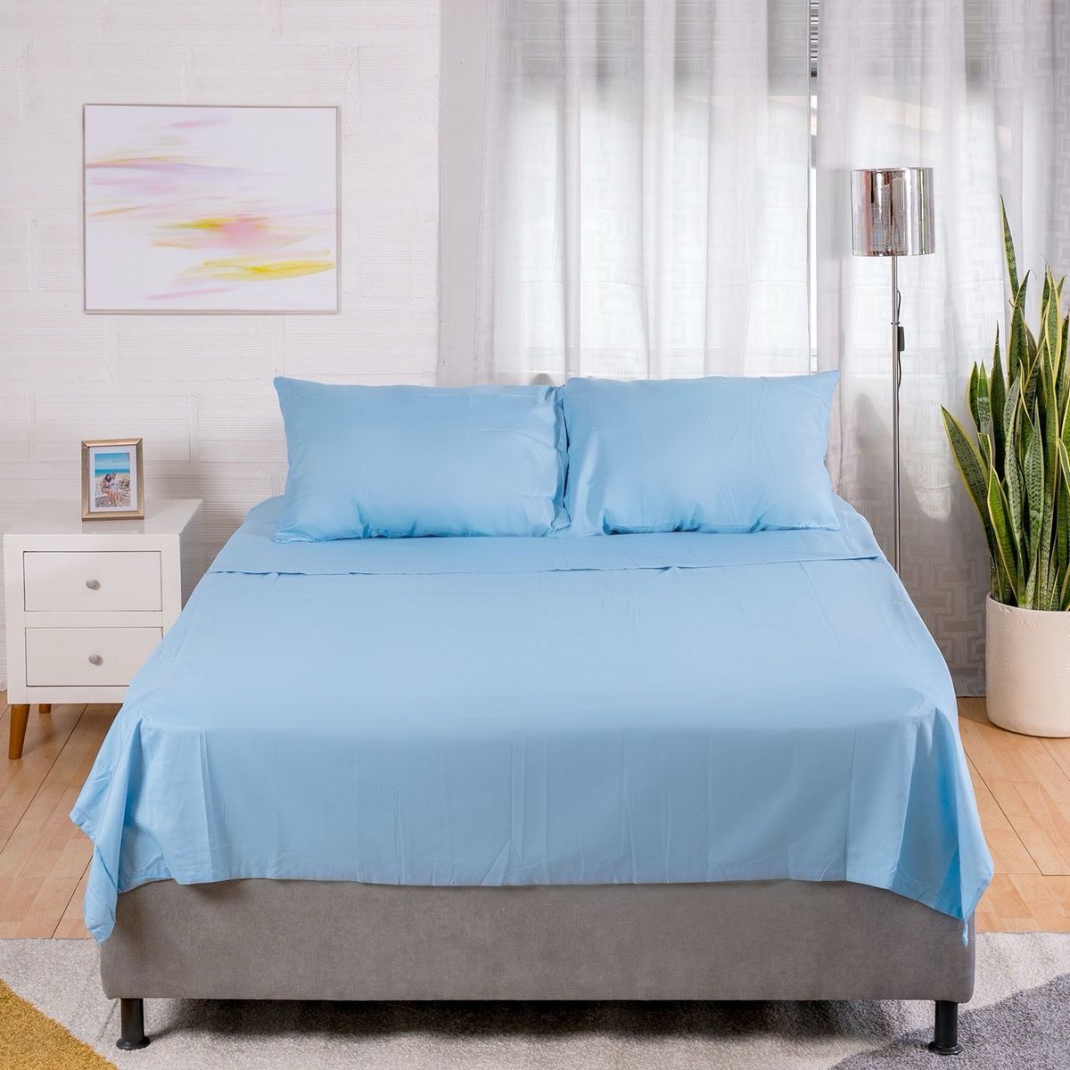 ARMONIA HOME - Juego de sábanas doble Lux (Azul Claro) 100 Gr Microfibra