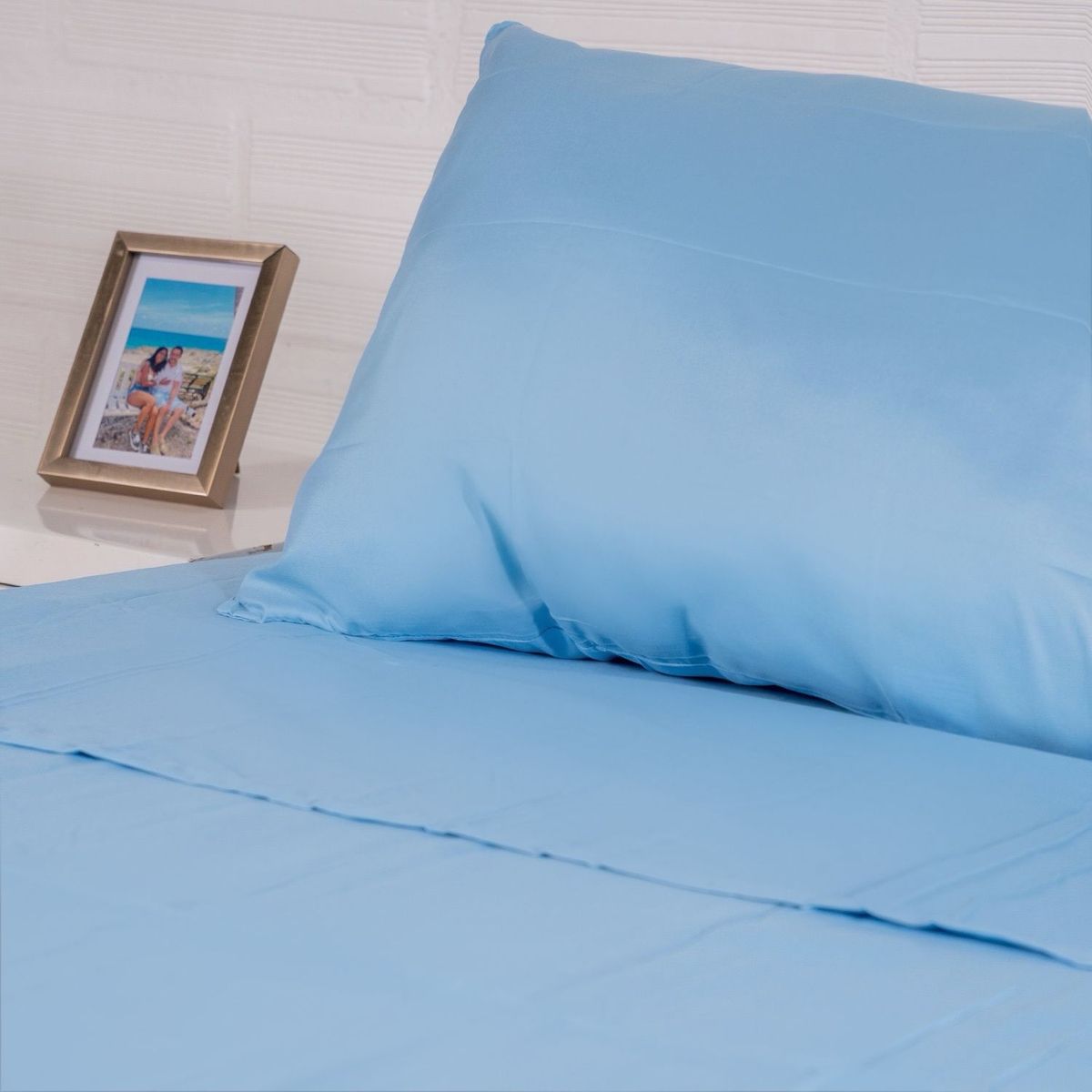 ARMONIA HOME - Juego de sábanas doble Lux (Azul Claro) 100 Gr Microfibra