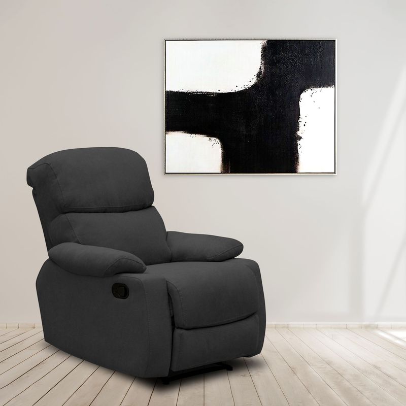 ELITE LIVING - SILLA RECLINABLE ESTATICA VELARA GRIS PLOMO MICROFIBRA