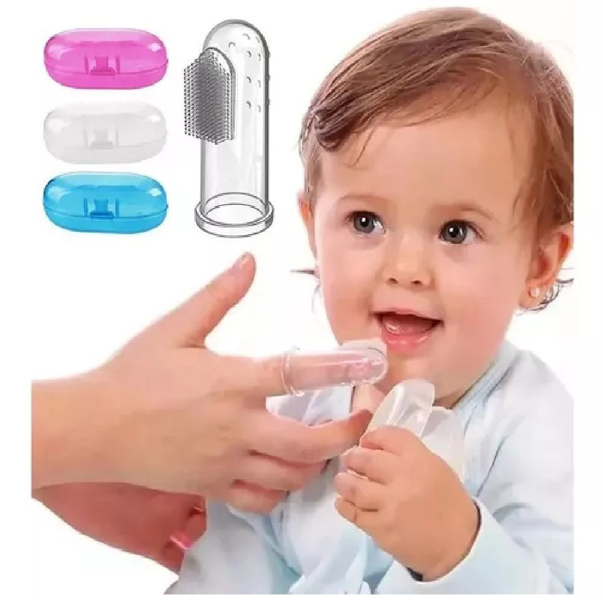 MUNDO BEBE - Cepillo De Dientes Dedo Para Bebe En Silicona Suave Estuche