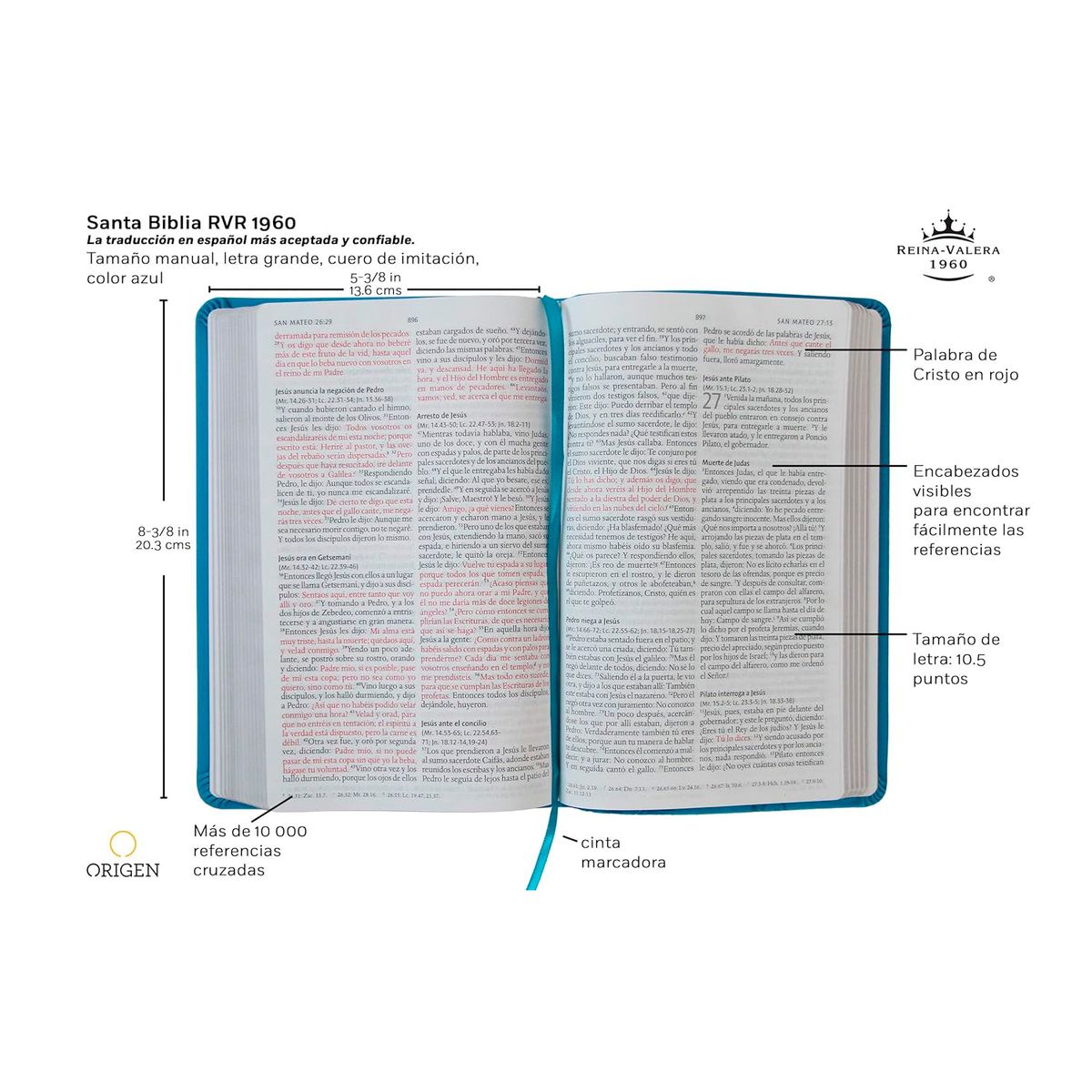 GENERICO - Santa Biblia Rvr 1960. Letra Grande. Piel Azul