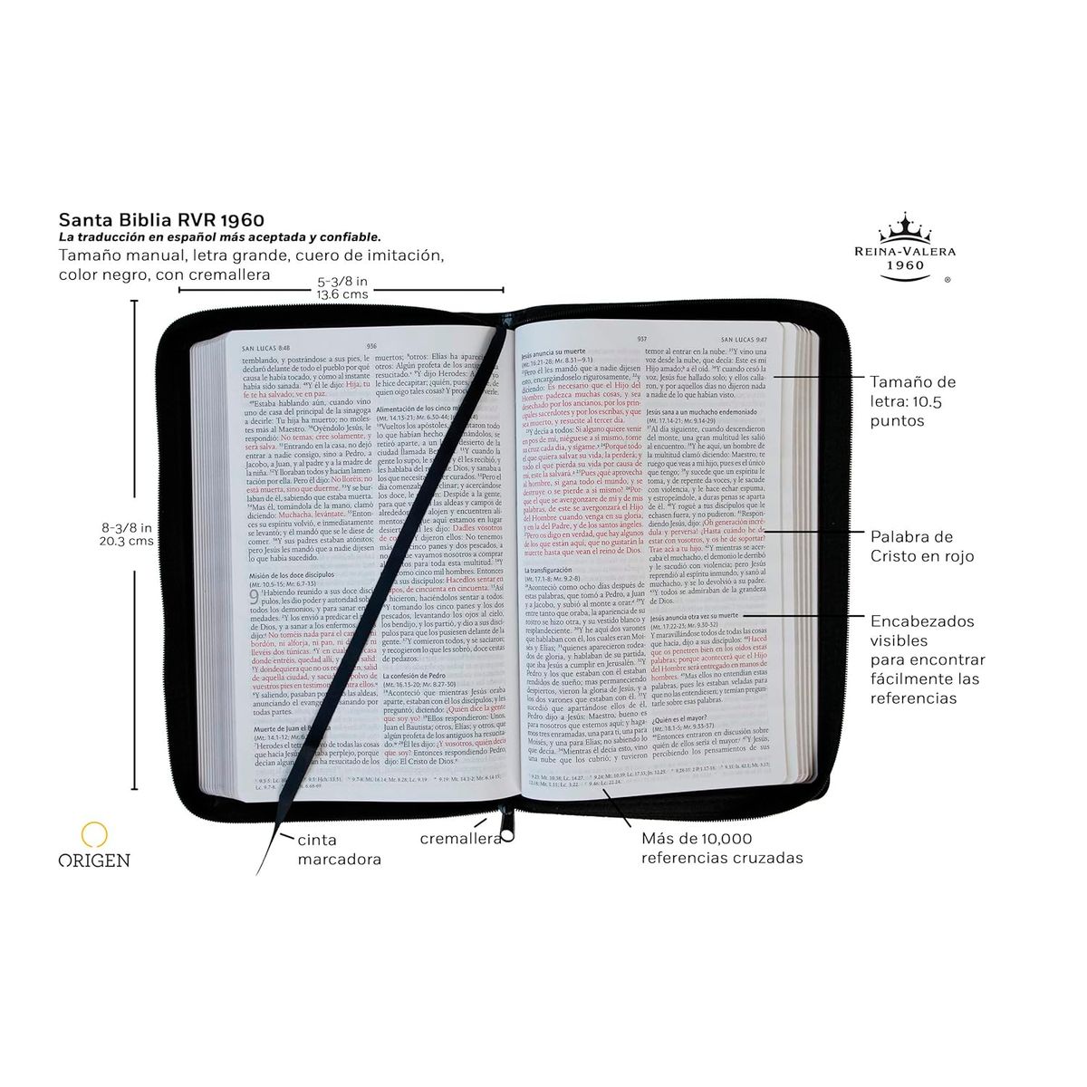 GENERICO - Santa Biblia Rvr 1960. Letra Grande. Piel Negro. Cremallera