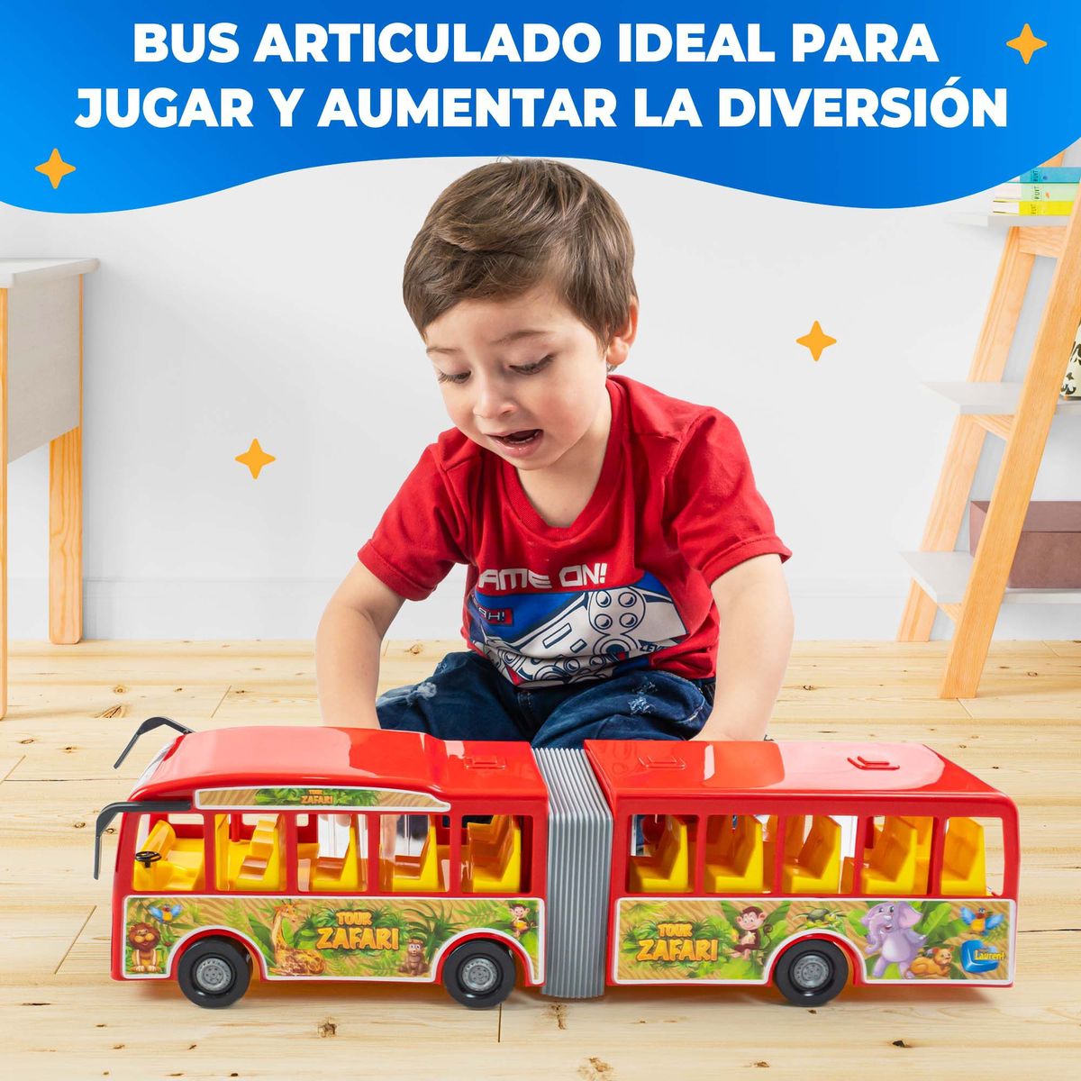 ENERGY PLUS - Juguete Autobús Modelo Articulado Diversión Garantizada Rojo