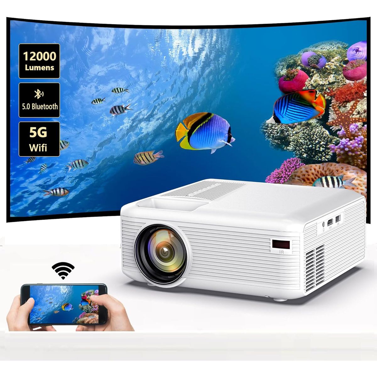 AMERICAN GENERICS - TMY Proyector Native 1080P con WiFi 5G y Bluetooth 5.1